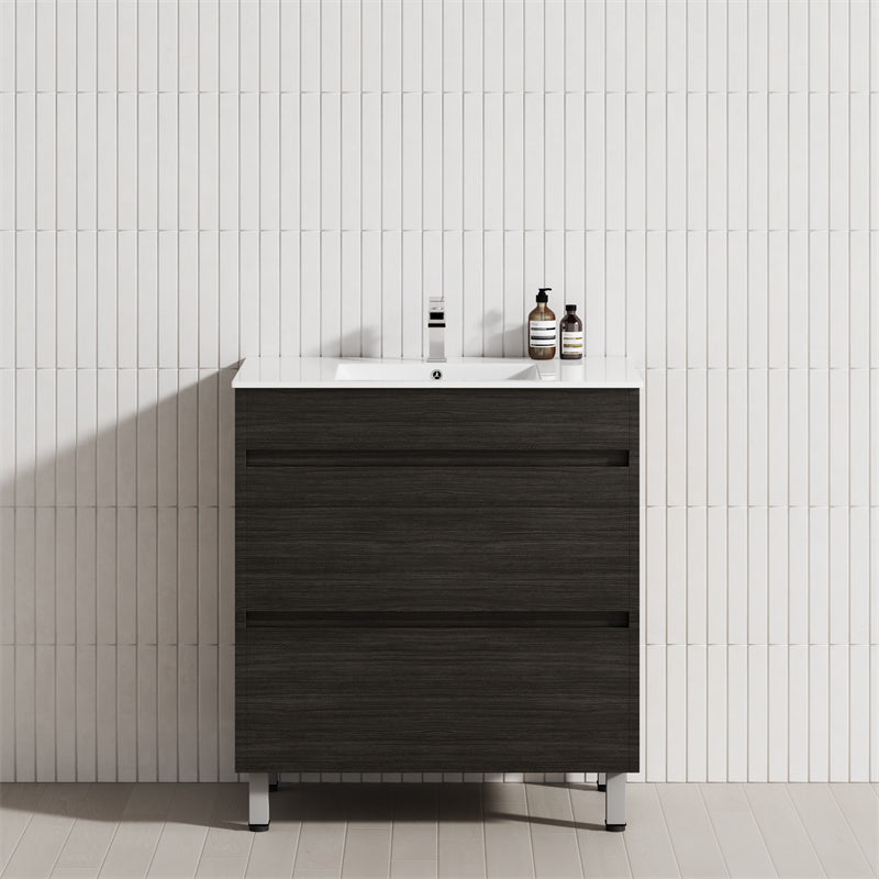 2-Drawer 600/750/900/1200Mm Freestanding Bathroom Vanity With Legs Multi-Colour Cabinet Only