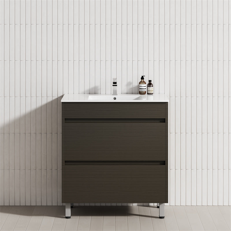 2-Drawer 600/750/900/1200Mm Freestanding Bathroom Vanity With Legs Multi-Colour Cabinet Only