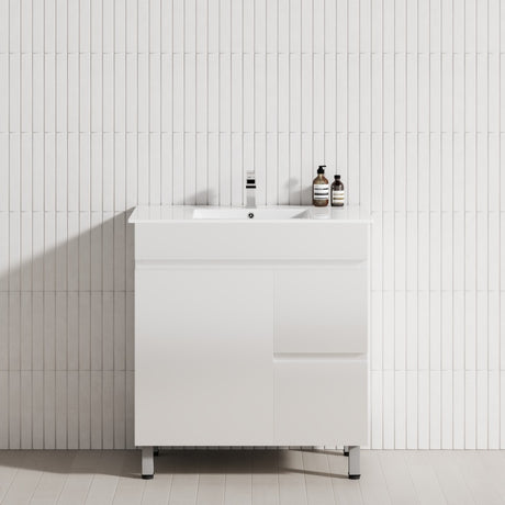 2-Drawer 1-Door 750/900/1200mm Bathroom Freestanding Leg Vanity Single Multi-Colour Cabinet Only
