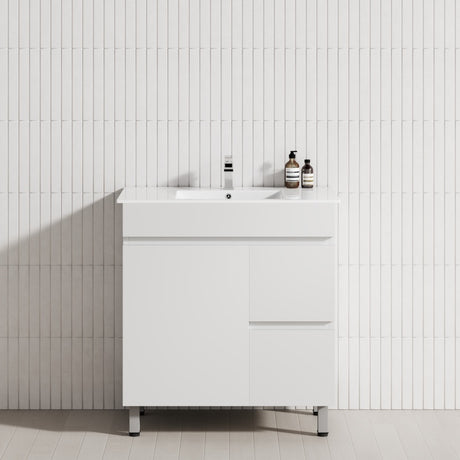 2-Drawer 1-Door 750/900/1200mm Bathroom Freestanding Leg Vanity Single Multi-Colour Cabinet Only
