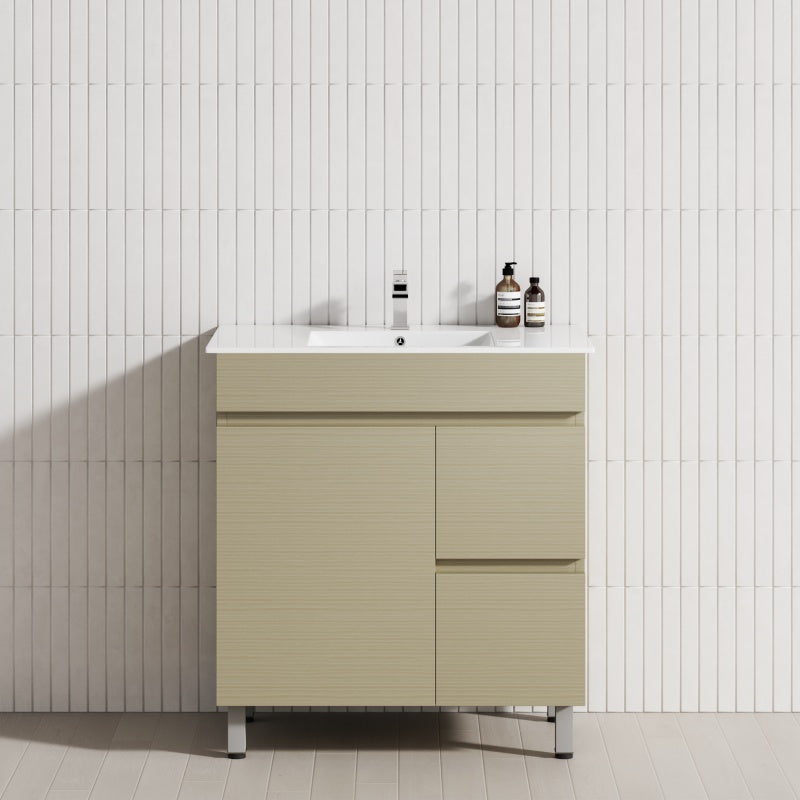 750mm Narrow Freestanding Bathroom Vanity with Legs 2-Drawer 1-Door Multi-Colour Cabinet Only