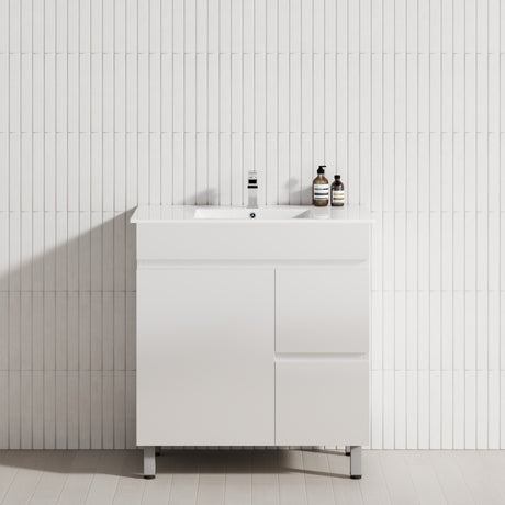 750mm Narrow Freestanding Bathroom Vanity with Legs 2-Drawer 1-Door Multi-Colour Cabinet Only