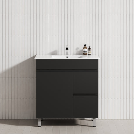 750mm Narrow Freestanding Bathroom Vanity with Legs 2-Drawer 1-Door Multi-Colour Cabinet Only