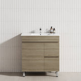 750mm Narrow Freestanding Bathroom Vanity with Legs 2-Drawer 1-Door Multi-Colour Cabinet Only