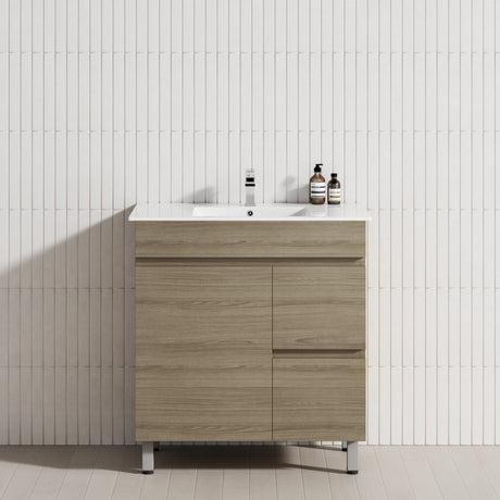 750mm Narrow Freestanding Bathroom Vanity with Legs 2-Drawer 1-Door Multi-Colour Cabinet Only