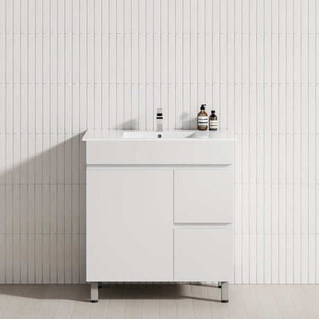 750mm Narrow Freestanding Bathroom Vanity with Legs 2-Drawer 1-Door Multi-Colour Cabinet Only