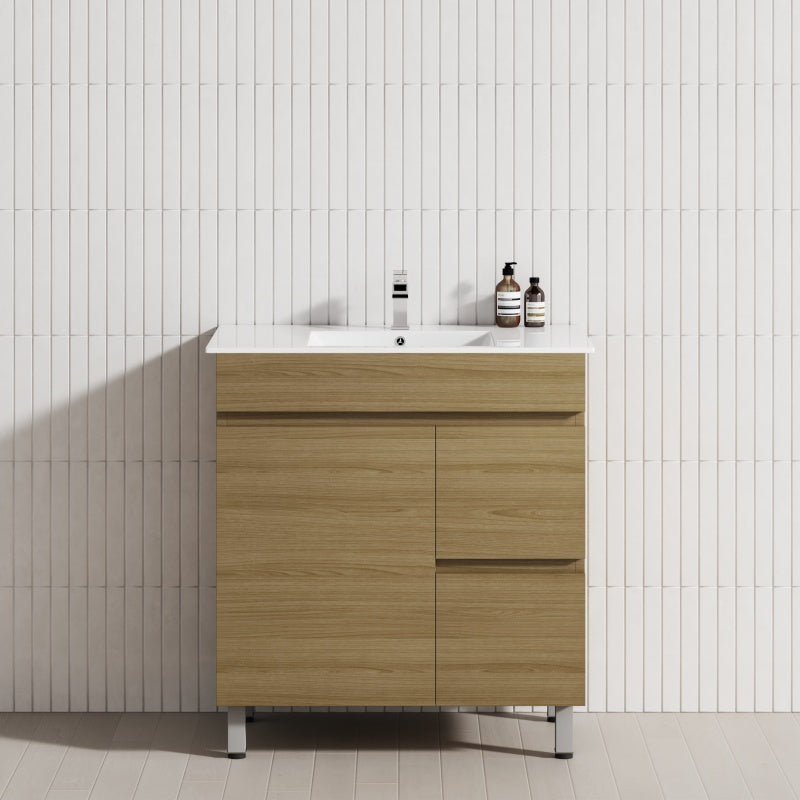 750mm Narrow Freestanding Bathroom Vanity with Legs 2-Drawer 1-Door Multi-Colour Cabinet Only