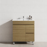 750mm Narrow Freestanding Bathroom Vanity with Legs 2-Drawer 1-Door Multi-Colour Cabinet Only