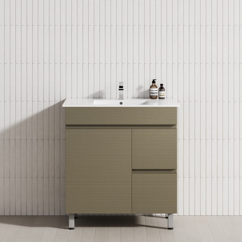 750mm Narrow Freestanding Bathroom Vanity with Legs 2-Drawer 1-Door Multi-Colour Cabinet Only