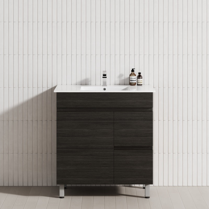 750mm Narrow Freestanding Bathroom Vanity with Legs 2-Drawer 1-Door Multi-Colour Cabinet Only