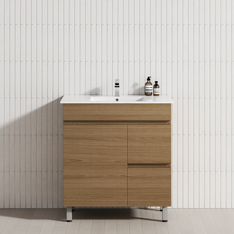 750mm Narrow Freestanding Bathroom Vanity with Legs 2-Drawer 1-Door Multi-Colour Cabinet Only