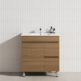 750mm Narrow Freestanding Bathroom Vanity with Legs 2-Drawer 1-Door Multi-Colour Cabinet Only