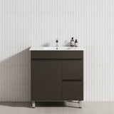 750mm Narrow Freestanding Bathroom Vanity with Legs 2-Drawer 1-Door Multi-Colour Cabinet Only