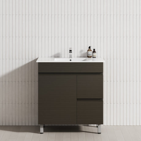 750mm Narrow Freestanding Bathroom Vanity with Legs 2-Drawer 1-Door Multi-Colour Cabinet Only