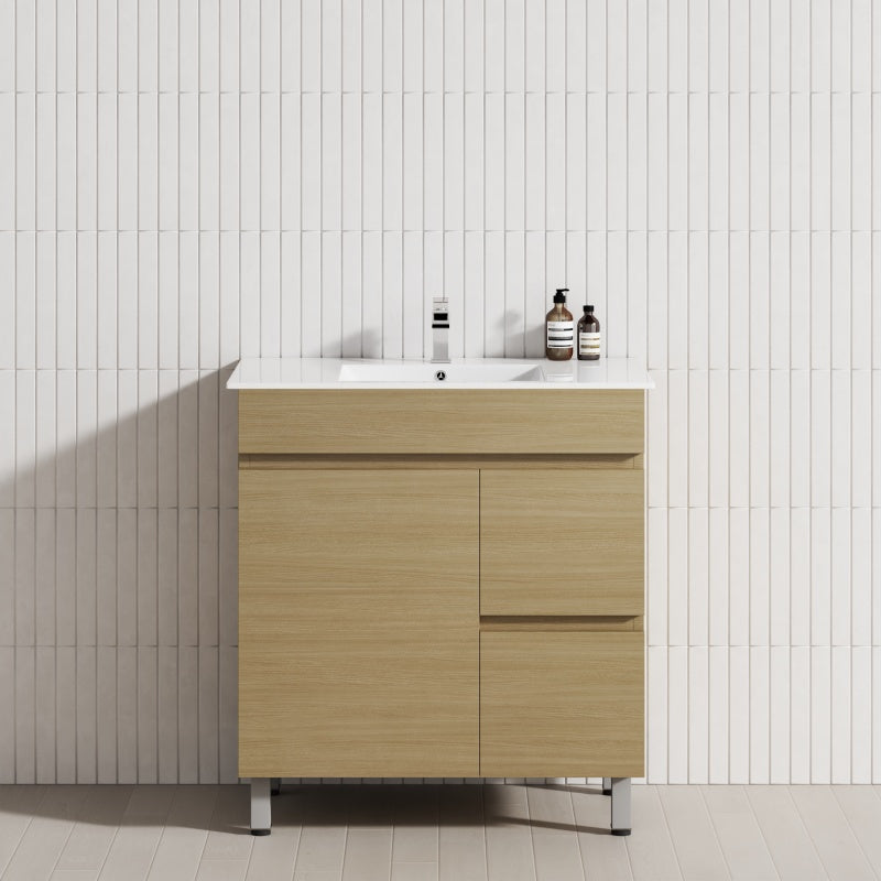 750mm Narrow Freestanding Bathroom Vanity with Legs 2-Drawer 1-Door Multi-Colour Cabinet Only