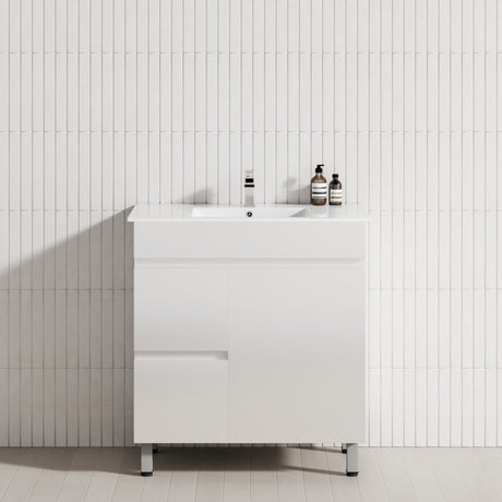 2-Drawer 1-Door 750/900/1200mm Bathroom Freestanding Leg Vanity Single Multi-Colour Cabinet Only