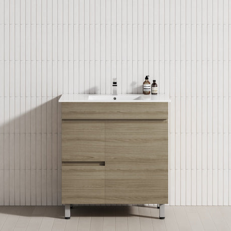 2-Drawer 1-Door 750/900/1200mm Bathroom Freestanding Leg Vanity Single Multi-Colour Cabinet Only