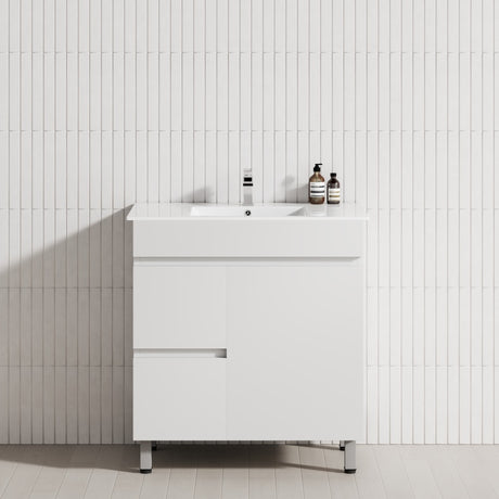 2-Drawer 1-Door 750/900/1200mm Bathroom Freestanding Leg Vanity Single Multi-Colour Cabinet Only
