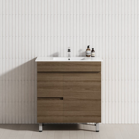 2-Drawer 1-Door 750/900/1200mm Bathroom Freestanding Leg Vanity Single Multi-Colour Cabinet Only