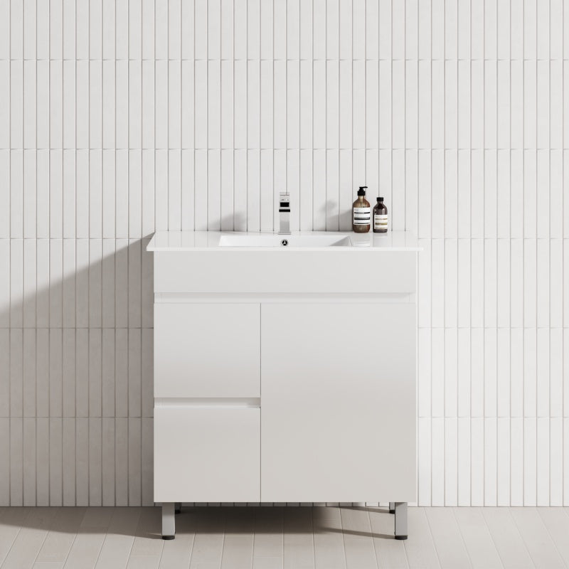 750mm Narrow Freestanding Bathroom Vanity with Legs 2-Drawer 1-Door Multi-Colour Cabinet Only