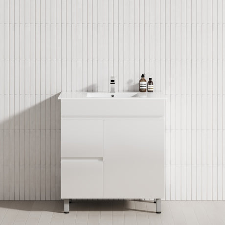 750mm Narrow Freestanding Bathroom Vanity with Legs 2-Drawer 1-Door Multi-Colour Cabinet Only
