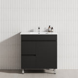 750mm Narrow Freestanding Bathroom Vanity with Legs 2-Drawer 1-Door Multi-Colour Cabinet Only