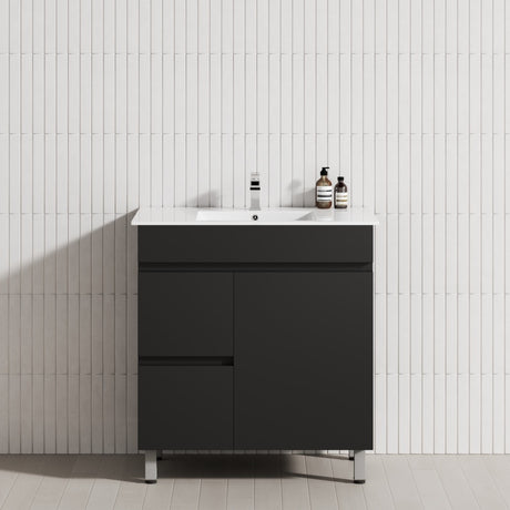 750mm Narrow Freestanding Bathroom Vanity with Legs 2-Drawer 1-Door Multi-Colour Cabinet Only