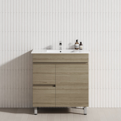 750mm Narrow Freestanding Bathroom Vanity with Legs 2-Drawer 1-Door Multi-Colour Cabinet Only