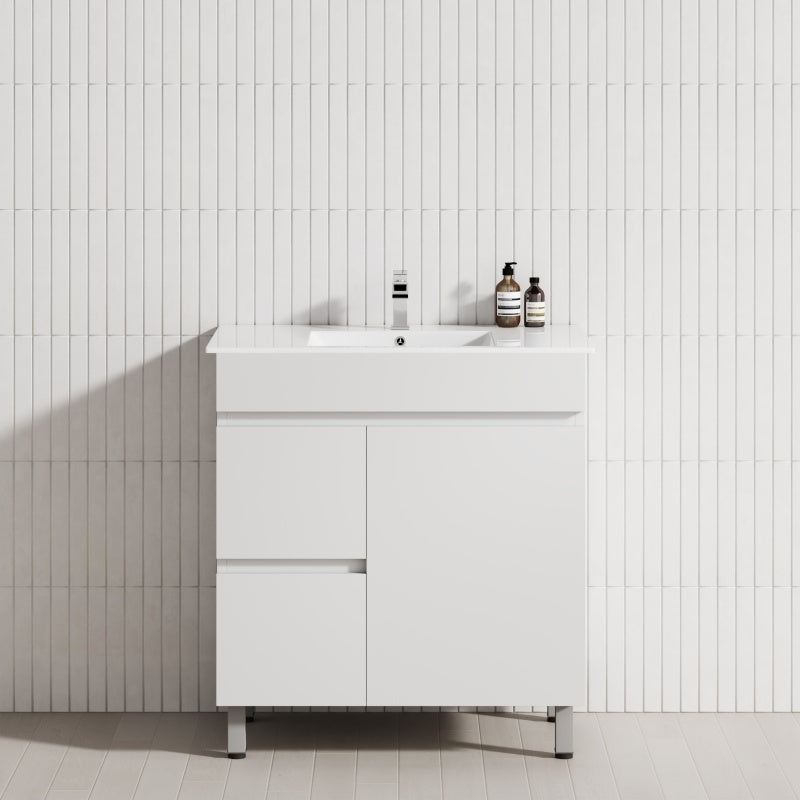 750mm Narrow Freestanding Bathroom Vanity with Legs 2-Drawer 1-Door Multi-Colour Cabinet Only