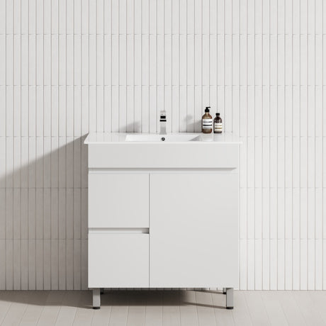 750mm Narrow Freestanding Bathroom Vanity with Legs 2-Drawer 1-Door Multi-Colour Cabinet Only