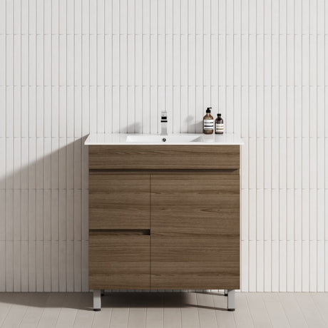 750mm Narrow Freestanding Bathroom Vanity with Legs 2-Drawer 1-Door Multi-Colour Cabinet Only