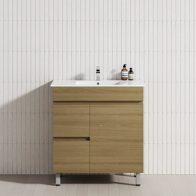 750mm Narrow Freestanding Bathroom Vanity with Legs 2-Drawer 1-Door Multi-Colour Cabinet Only
