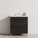 750mm Narrow Freestanding Bathroom Vanity with Legs 2-Drawer 1-Door Multi-Colour Cabinet Only