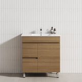 750mm Narrow Freestanding Bathroom Vanity with Legs 2-Drawer 1-Door Multi-Colour Cabinet Only