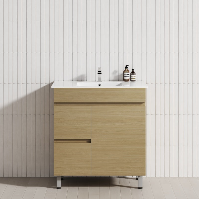 750mm Narrow Freestanding Bathroom Vanity with Legs 2-Drawer 1-Door Multi-Colour Cabinet Only