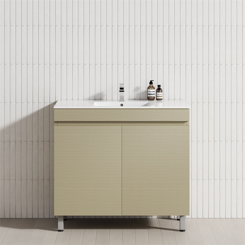 2-Door 600/750/900mm Narrow Freestanding Bathroom Vanity with Legs Multi-Colour Cabinet Only