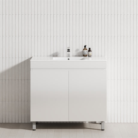 2-Door 600/750/900mm Narrow Freestanding Bathroom Vanity with Legs Multi-Colour Cabinet Only