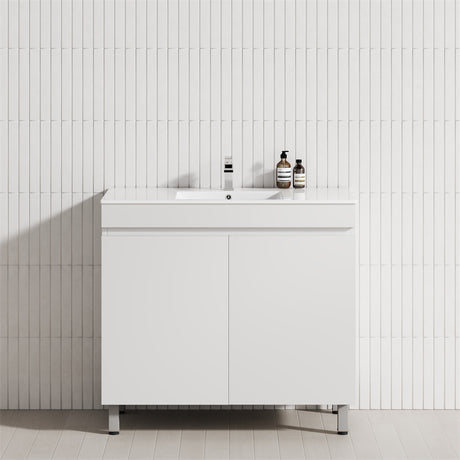 2-Door 600/750/900mm Narrow Freestanding Bathroom Vanity with Legs Multi-Colour Cabinet Only