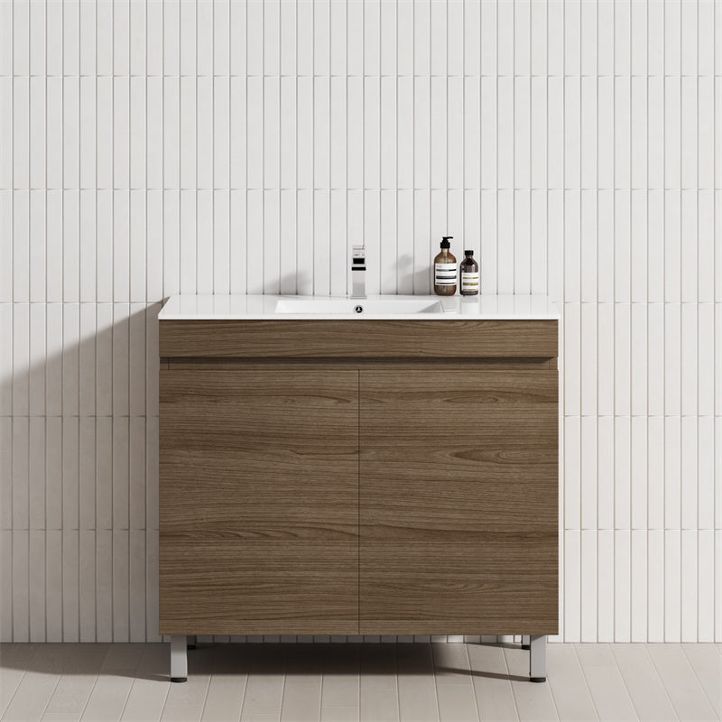 2-Door 600/750/900mm Narrow Freestanding Bathroom Vanity with Legs Multi-Colour Cabinet Only