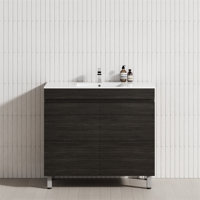 2-Door 600/750/900mm Narrow Freestanding Bathroom Vanity with Legs Multi-Colour Cabinet Only