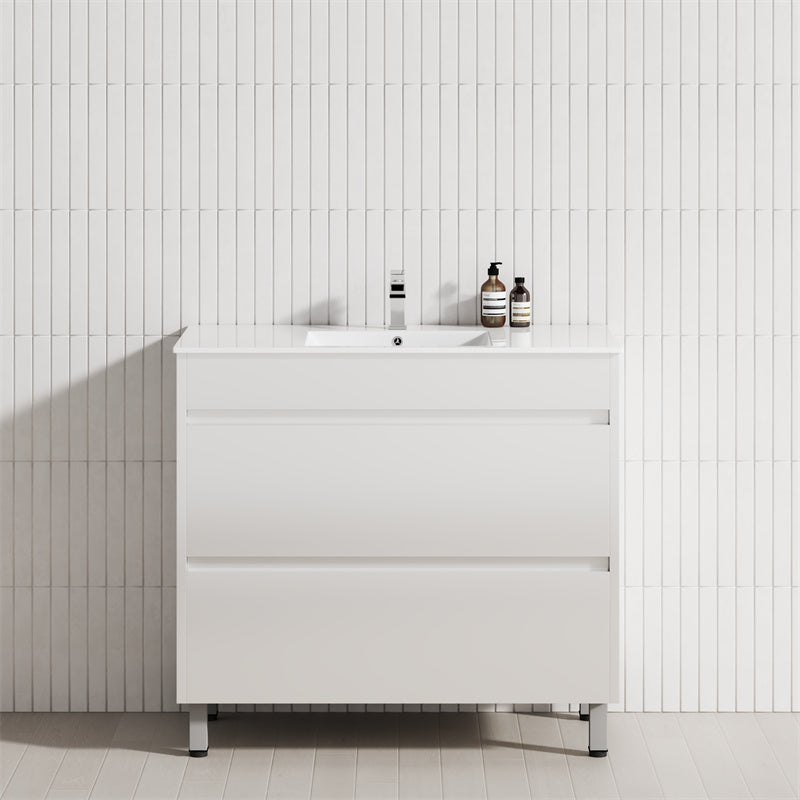 2-Drawer 600/750/900/1200Mm Freestanding Bathroom Vanity With Legs Multi-Colour Cabinet Only