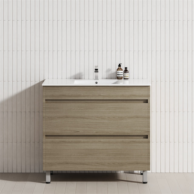 2-Drawer 600/750/900/1200Mm Freestanding Bathroom Vanity With Legs Multi-Colour Cabinet Only