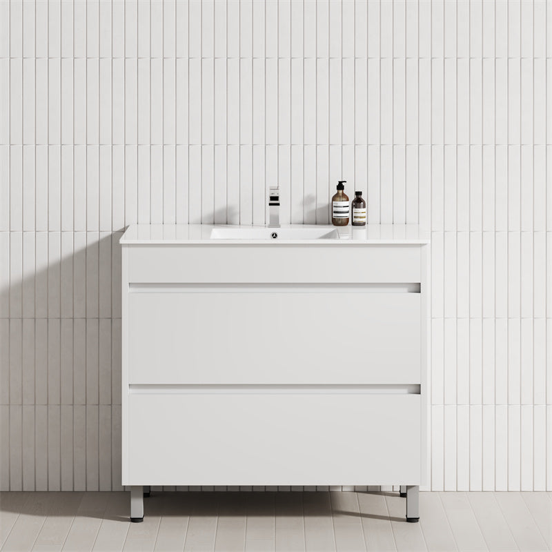 2-Drawer 600/750/900/1200Mm Freestanding Bathroom Vanity With Legs Multi-Colour Cabinet Only