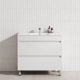 2-Drawer 600/750/900/1200Mm Freestanding Bathroom Vanity With Legs Multi-Colour Cabinet Only