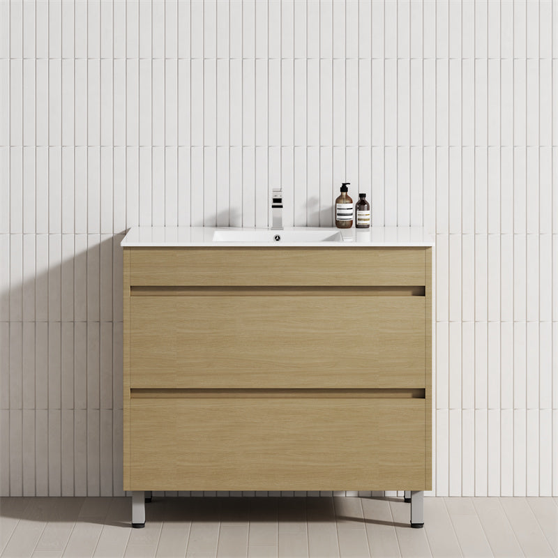 2-Drawer 600/750/900/1200Mm Freestanding Bathroom Vanity With Legs Multi-Colour Cabinet Only