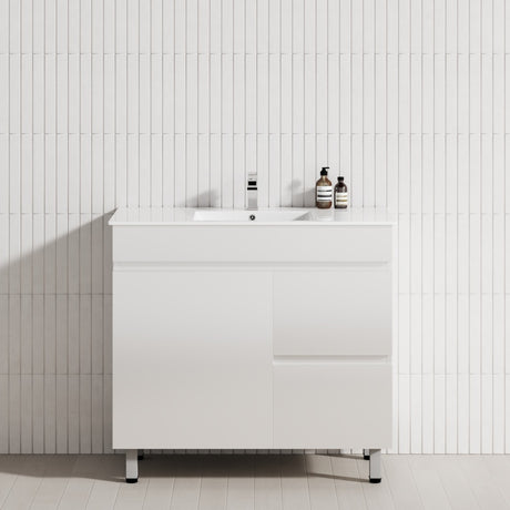 2-Drawer 1-Door 750/900/1200mm Bathroom Freestanding Leg Vanity Single Multi-Colour Cabinet Only