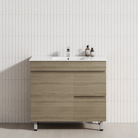 2-Drawer 1-Door 750/900/1200mm Bathroom Freestanding Leg Vanity Single Multi-Colour Cabinet Only