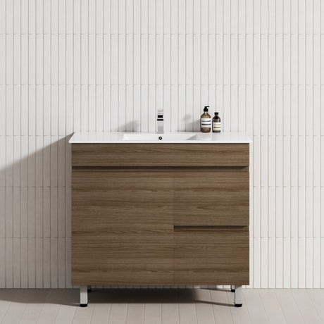 2-Drawer 1-Door 750/900/1200mm Bathroom Freestanding Leg Vanity Single Multi-Colour Cabinet Only