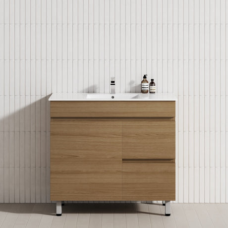 2-Drawer 1-Door 750/900/1200mm Bathroom Freestanding Leg Vanity Single Multi-Colour Cabinet Only