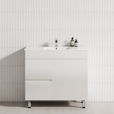 2-Drawer 1-Door 750/900/1200mm Bathroom Freestanding Leg Vanity Single Multi-Colour Cabinet Only
